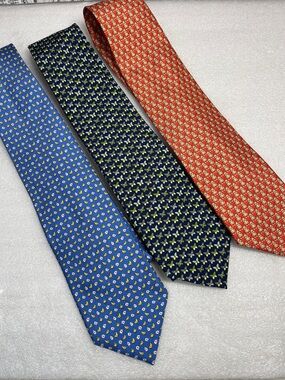 Salvatore Ferragamo Silk Ties Dog,Butterflies & chicken & eggs